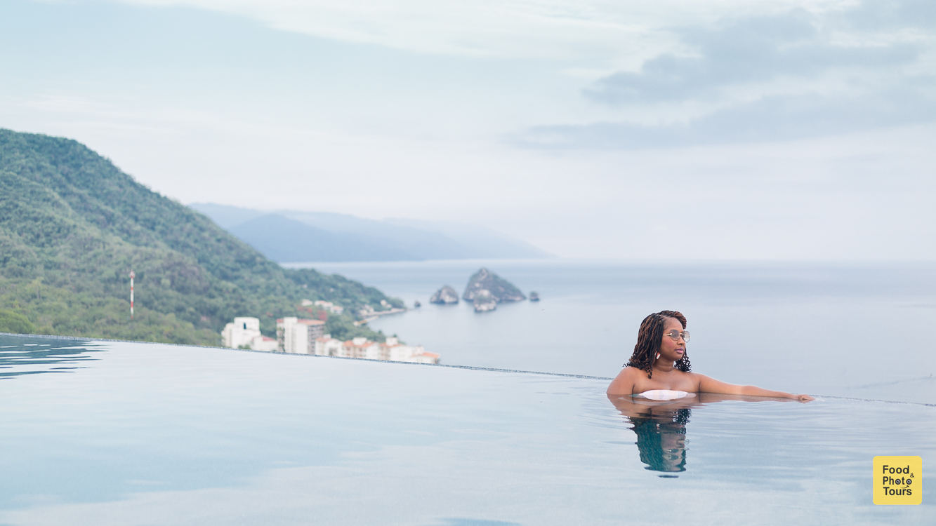 African American Female Millenial Solo Traveler in a private photo shoot at Musai Hotel in Puerto Vallarta