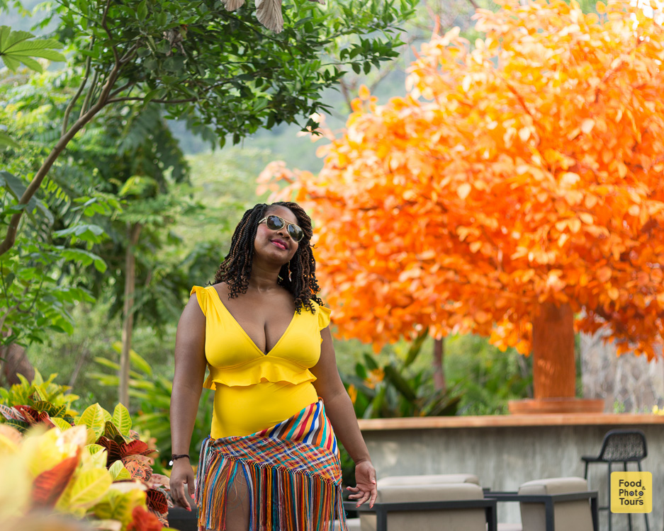 African American Female Millenial Solo Traveler in a private photo shoot at Musai Hotel in Puerto Vallarta